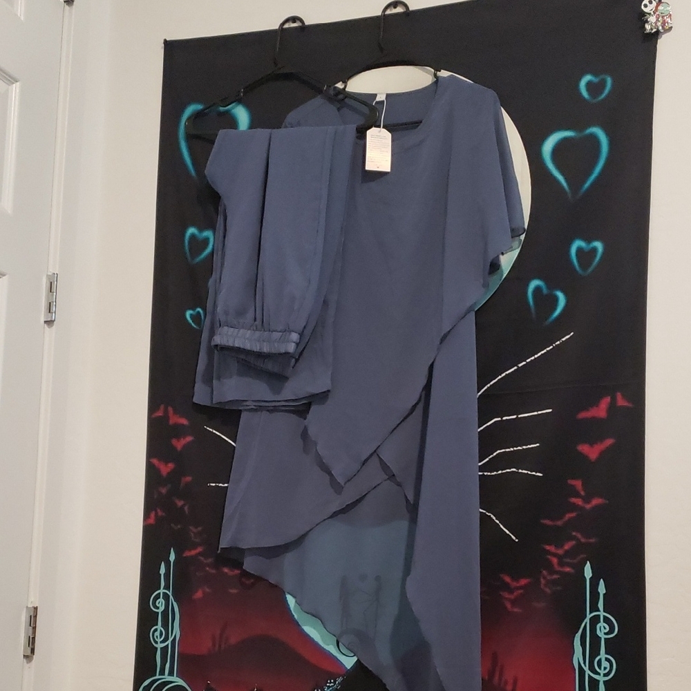 Asymmetrical Blue Top + Pants